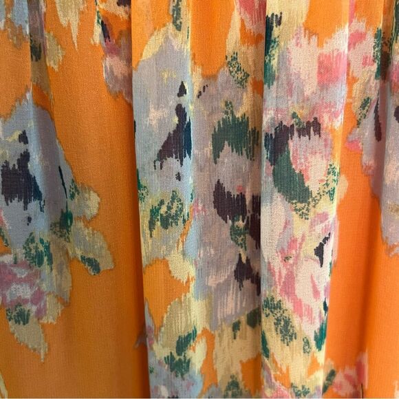 Lauren Conrad Womens Floral Boho Midi Dress Size S Ruffle Tiered Fairy Bloomcore - Picture 7 of 11